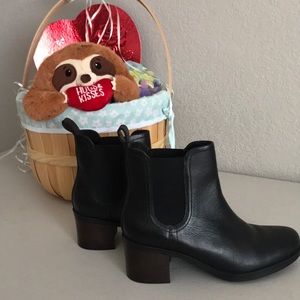 Clarks black heeled booties